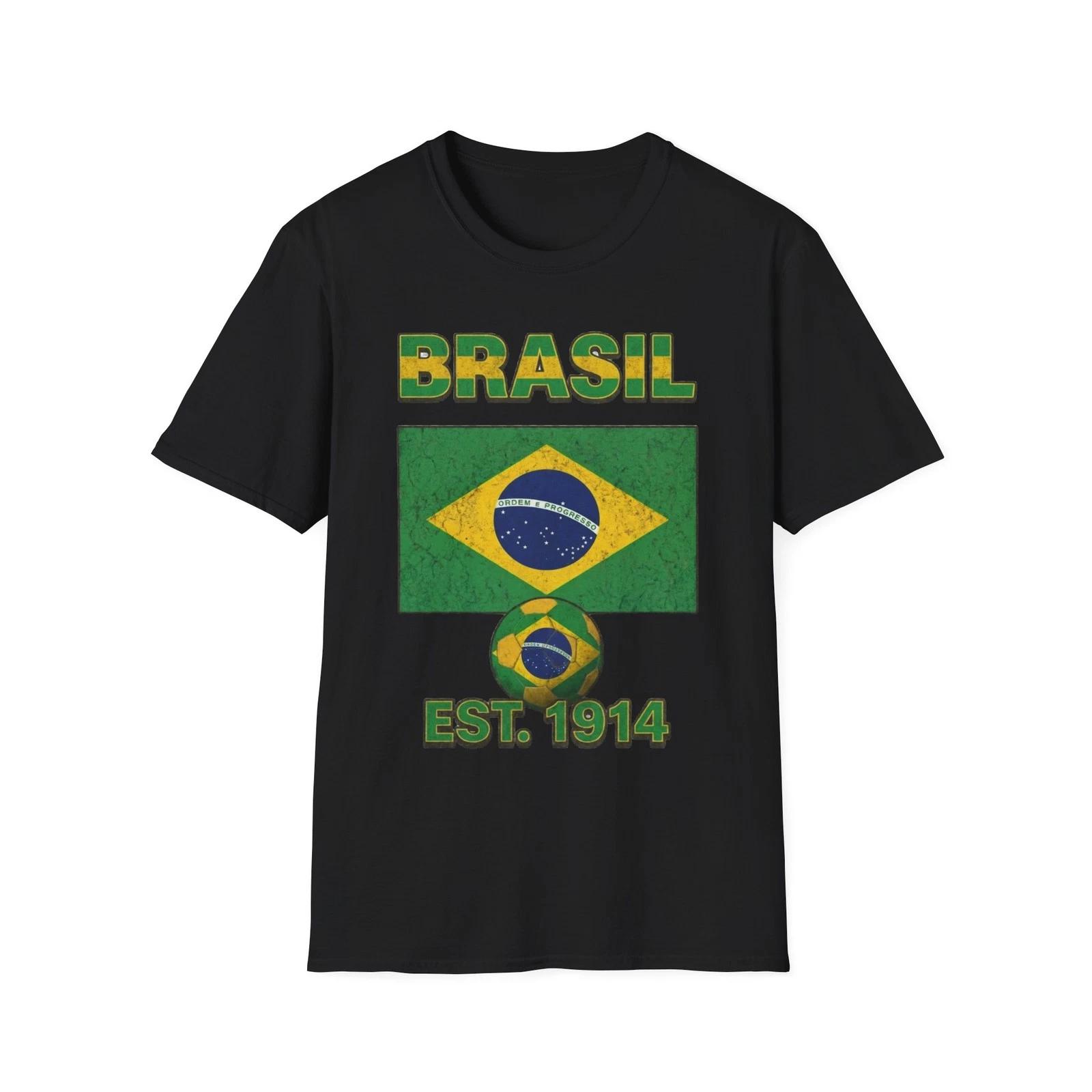 Brasil Flag Futebol Soccer T-Shirt | Nations Heritage Collection | Vintage S