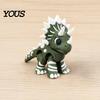 Fun Dinosaur Desk Accessory 3D Printed Three-Horned Figurine with Articulated Joints, Green White Toy Exquisite Collectible Textured Spikes,