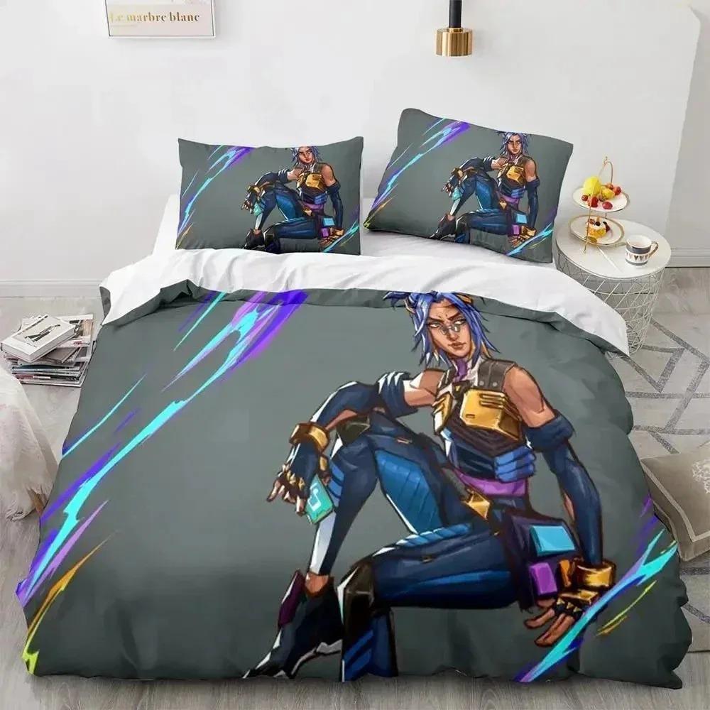 Game Valorant Neon Bedding Set For Bedroom Soft Modern Bedspreads Comefortable Kids Duvet Cover Quilt Cover And Pillowcase