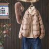 Vintage Real Fox Fur Jacket Loose Duck Down Jacket Ladies Winter Women Short Warm Puffer Coat Female Parka Outerwear