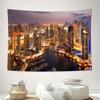 Dubai City Night Skyline Marina Urban Landscape Wall Tapestry Machine Washable All Season Decor Art Print Modern Design Home