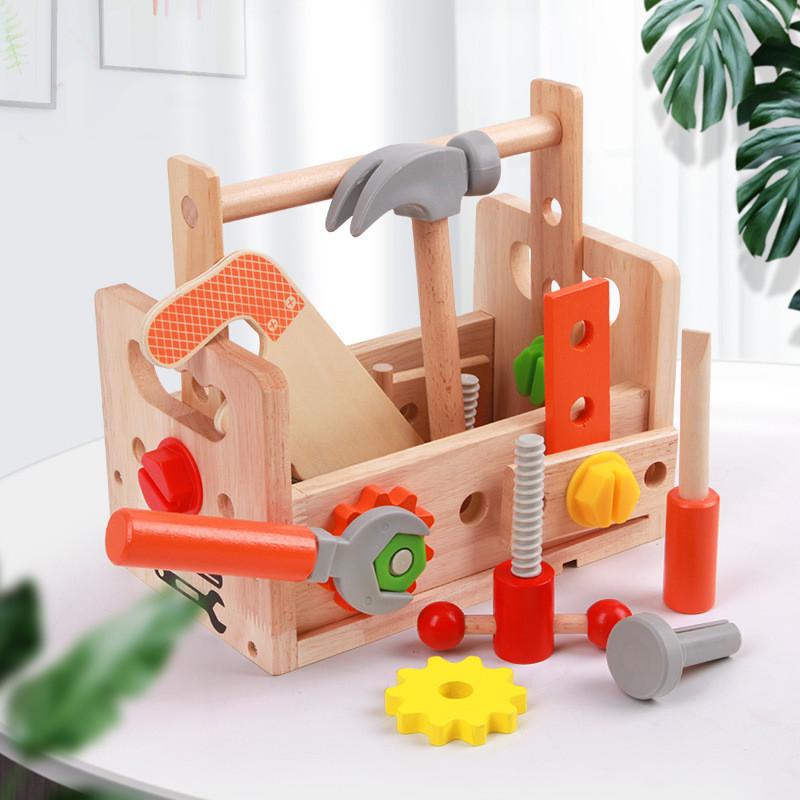 Toolbox Wooden Repair Screw Nut Disassembly Assembly Tool Table Children Toy