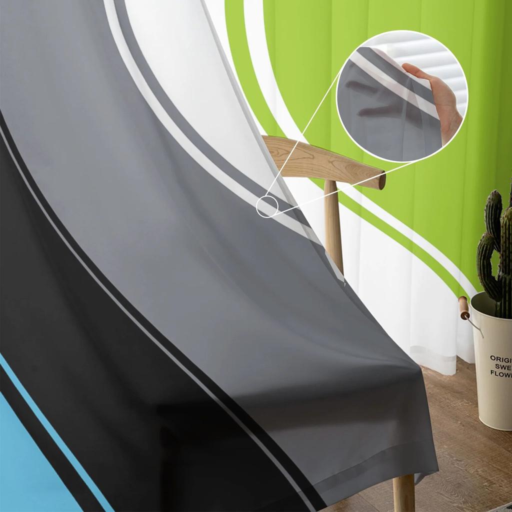 Abstraktní geometrický vzor Průsvitné závěsy do obývacího pokoje Ložnice Domácí Hotel Káva Dekor Šifon Tylové závěsy
