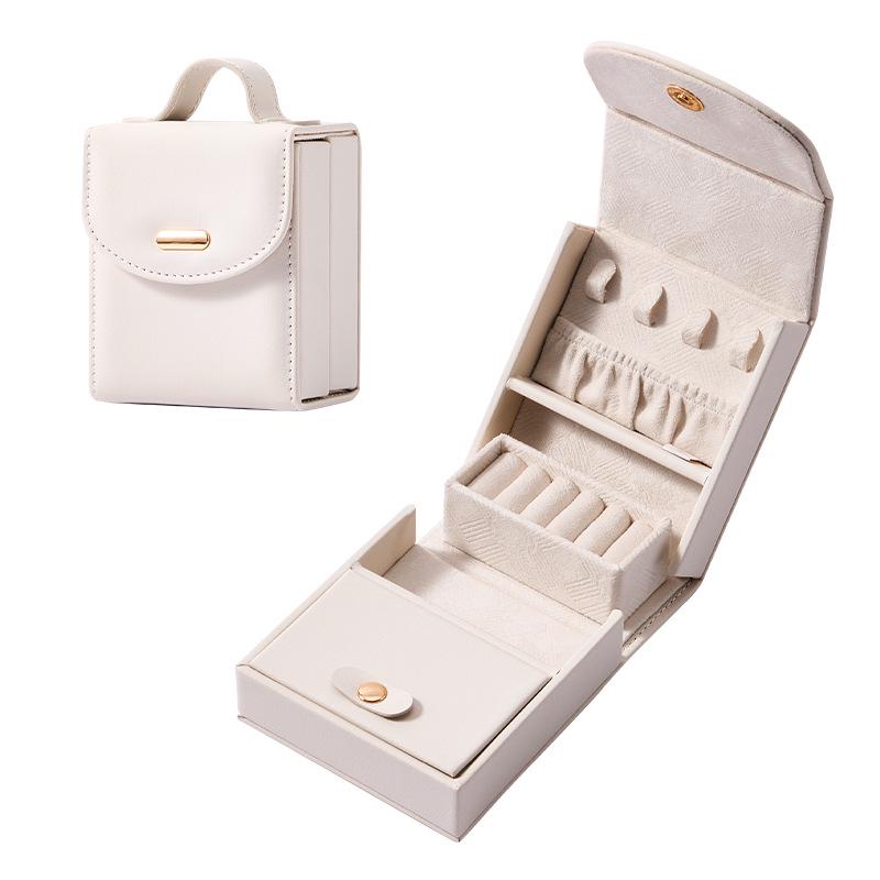 Portable Multifunction Jewelry Box with Layered Compartments for Bracelets and Earrings