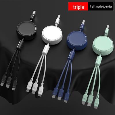 3-in-1 Retractable Fast Charging Cable with Customizable Storage, 3A One-to-Three Data Cable
