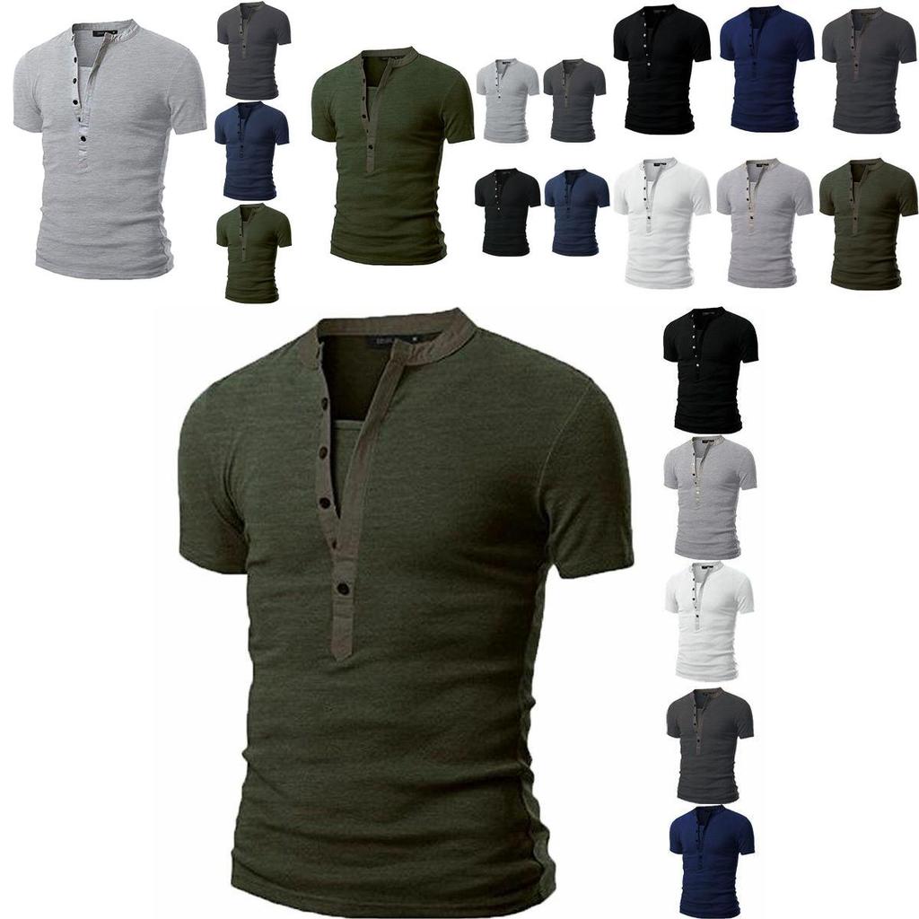 Fashion Men's Slim Fit V Neck T-shirt Muscle Tee Casual Tops Short Sleeve Blouse In Stylish Solid Colors