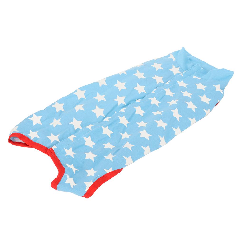 Dog Recovery Suit Blue Stars Pattern Prevents Licking Cotton Pet Surgical Bodysuit for Postoperative Recovery S