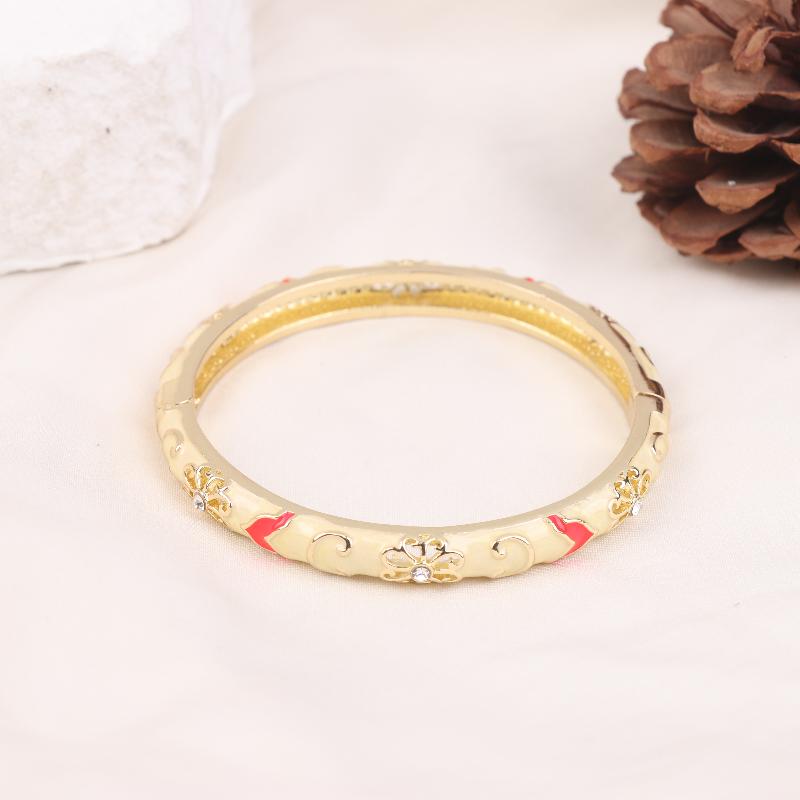 Vintage Enamel Flower Bracelet Ethnic Style Cloisonne Bangle Elegant Luxury Exquisite Bangles For Women  Jewelry