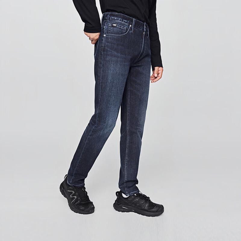 Lee Men's Dark Blue Tapered Mid-Rise Warm Jeans