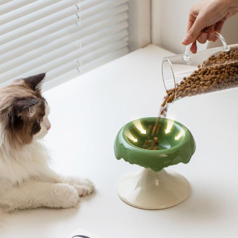 Cute Ceramic Pet Bowl Elevated Cat Bowl Protects Cervical Vertebrae Pet Supplies