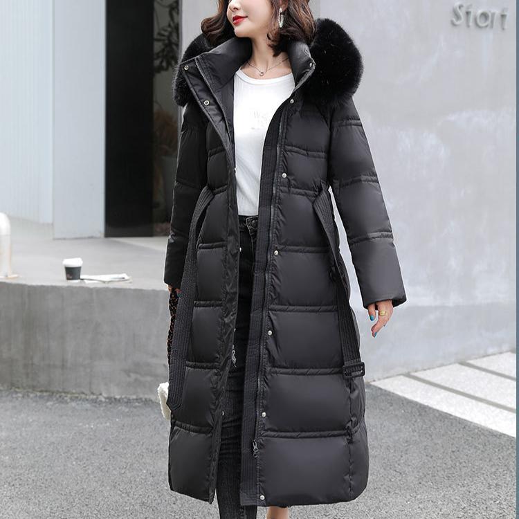 Winter Women's Jacket Plus Size Large Size Big Hair Collar Long Cotton Jacket