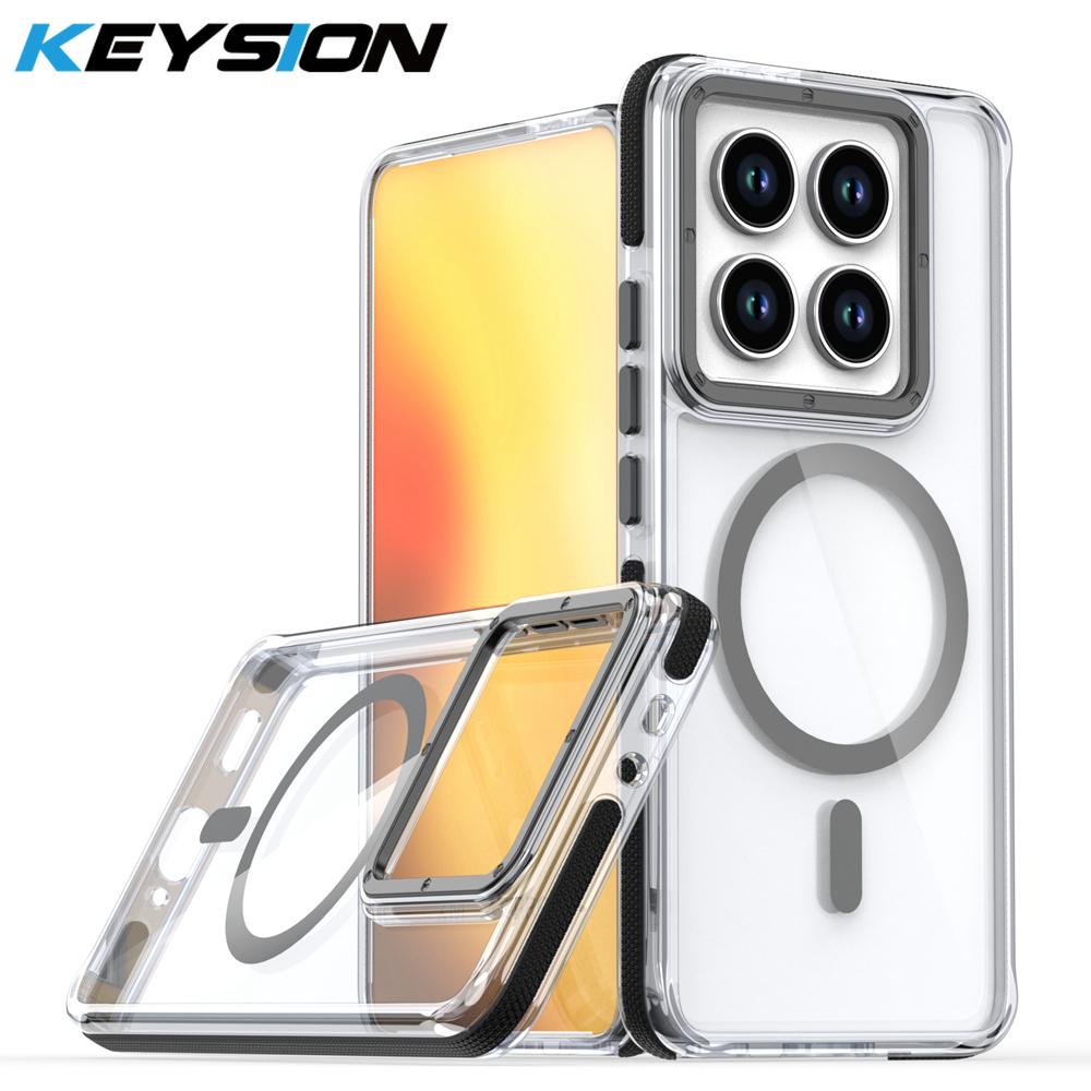 KEYSION HD Transparent Magnetic Case for MagSafe for Xiaomi 14T 15T Pro 5G Clear Shockproof Phone Cover for Xiaomi 15T 14T Pro