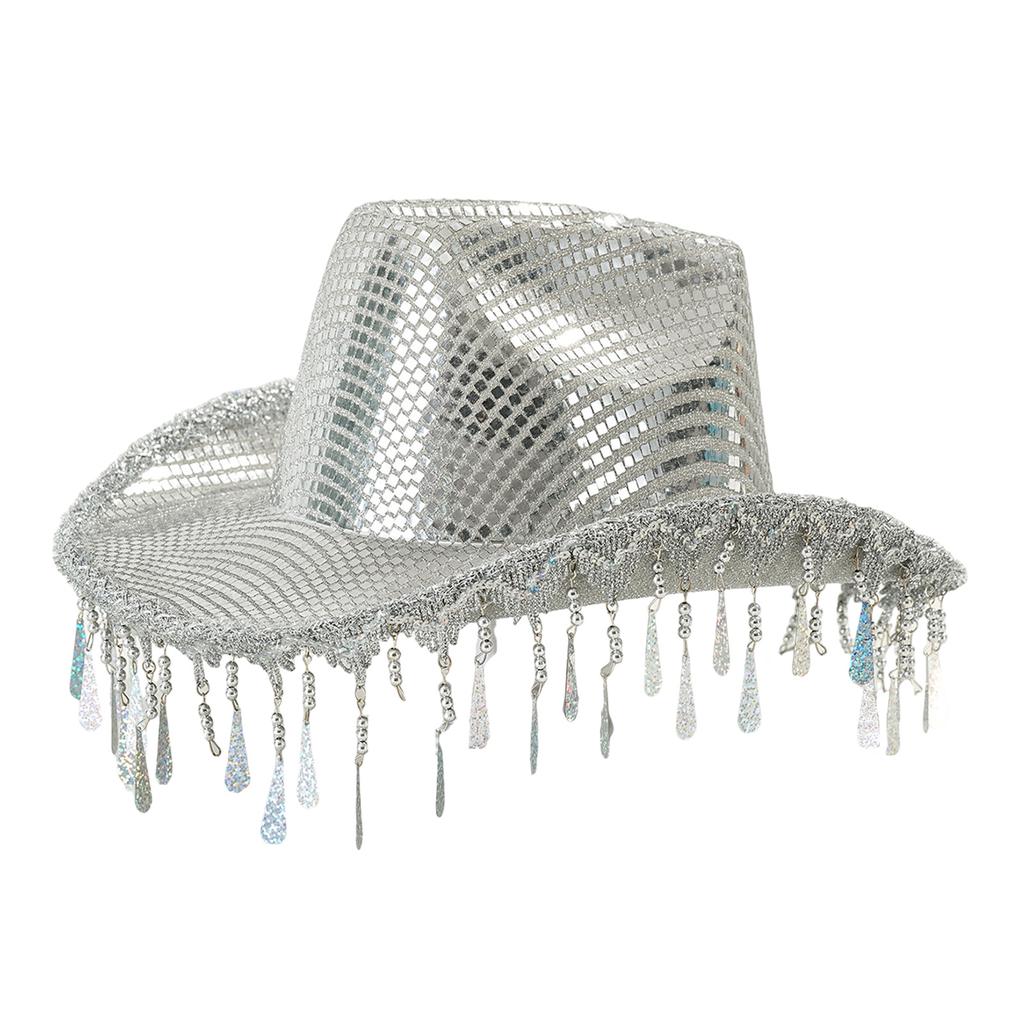 Reflective Raindrop Cowboy Hats Disco Bride Hat Panama Hat for Bachelorette Party Cowboy Hats for Club Stage Live Shows