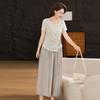 2026 Summer Plus Size Loose 2-Piece Set: Stylish Short Sleeve Top for Middle-Aged & Elderly Women