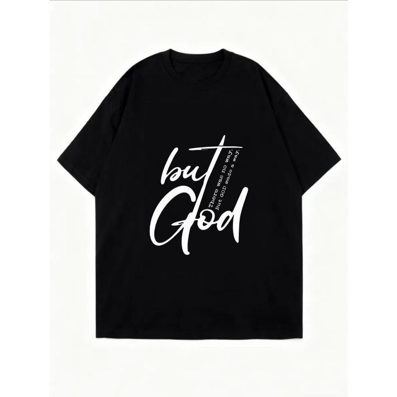 White Oversized T Shirt With But God Print For Casual Wear