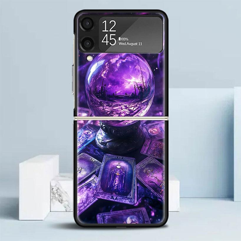 Witch Tarot Card Black Cover for Samsung Galaxy Z Flip 7 6 5 4 3 5G Phone Case Flip7 Flip6 Flip5 Flip4 Flip3 Pattern Case Galaxy