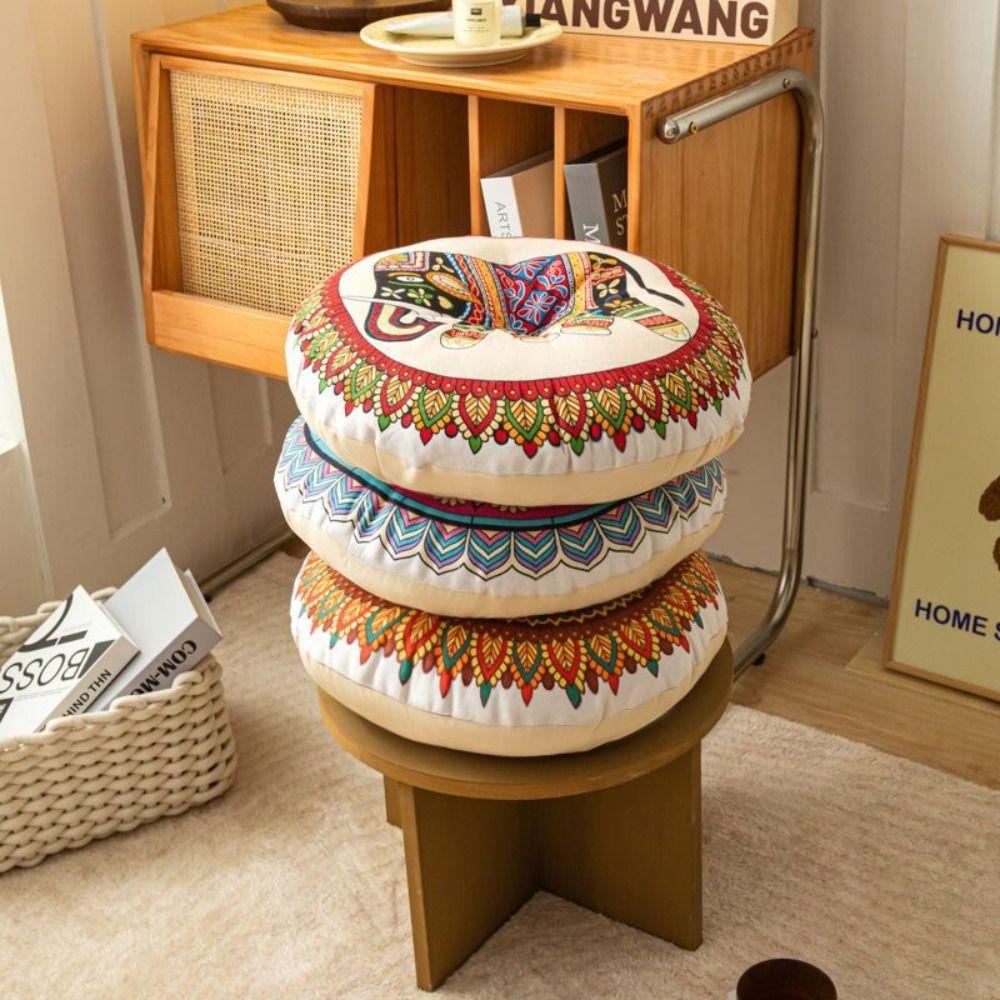 

Дихаючі круглі подушки-футони Богемський стиль Двосторонні килимки Новий килимок для підлоги з бавовни та льону style 1