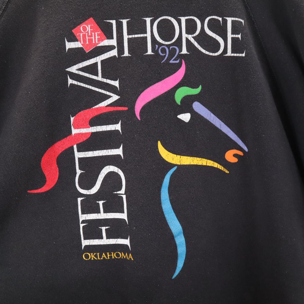 HANES 90s Old USA Made Horse Print Long Sleeve Sweat Trainer XXL Men's Used