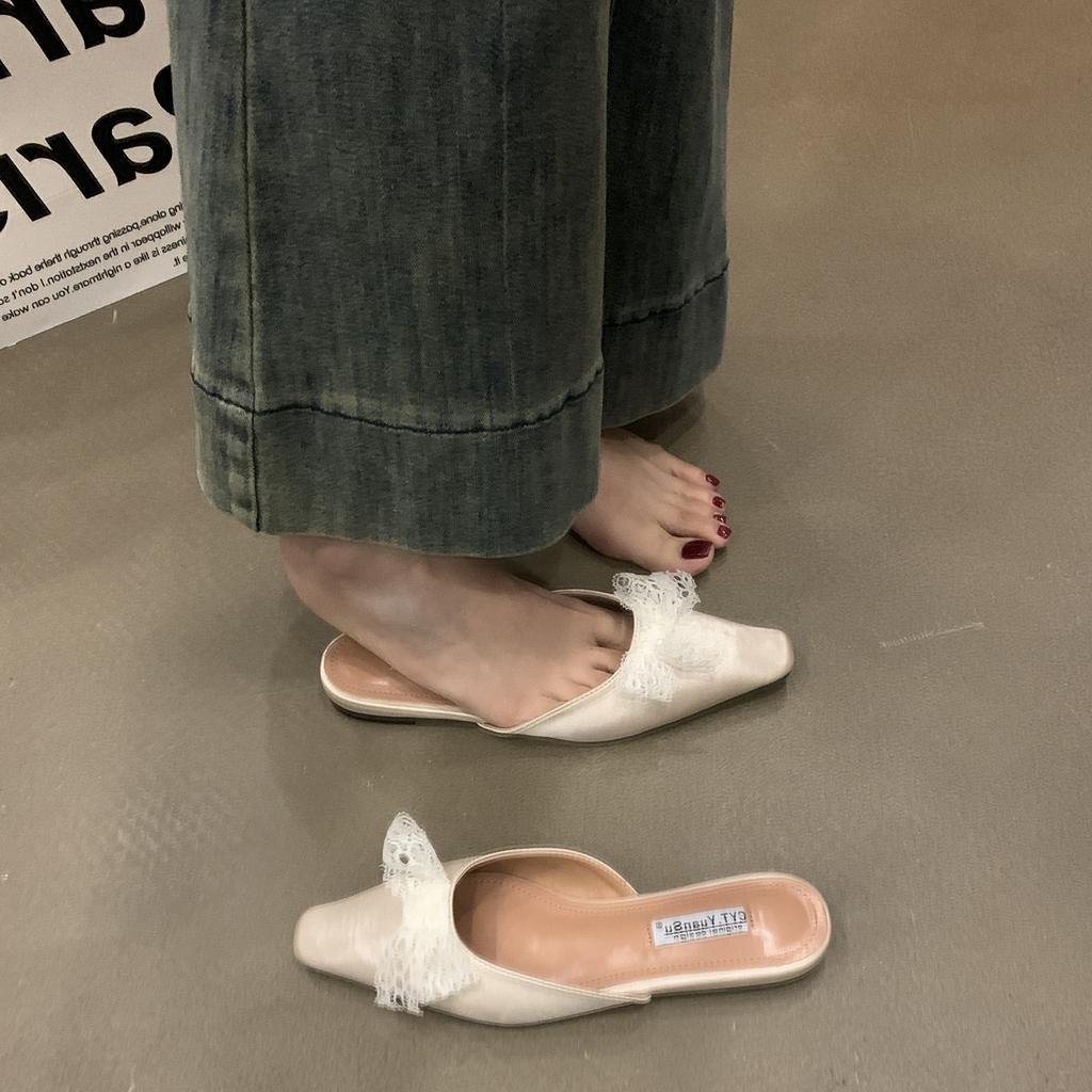 Fashion Shoes Womens Slippers Outdoor Slides Pantofle Cover Toe 2025 Retro Shoes Woman 2025 Female Slippers Cover Toe New Retro