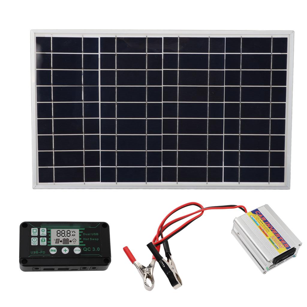 Solar Panel Kit 30W Solar Panel 220W MPPT Power Inverter Waterproof Controller for Power