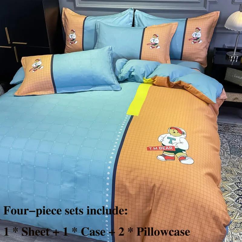 Čtyřdílné ložní prádlo z čisté bavlny Lehký luxus Vysoká kvalita Povlak na polštář Jednolůžko 1,5 metru 1,8 metru Ložní prádlo