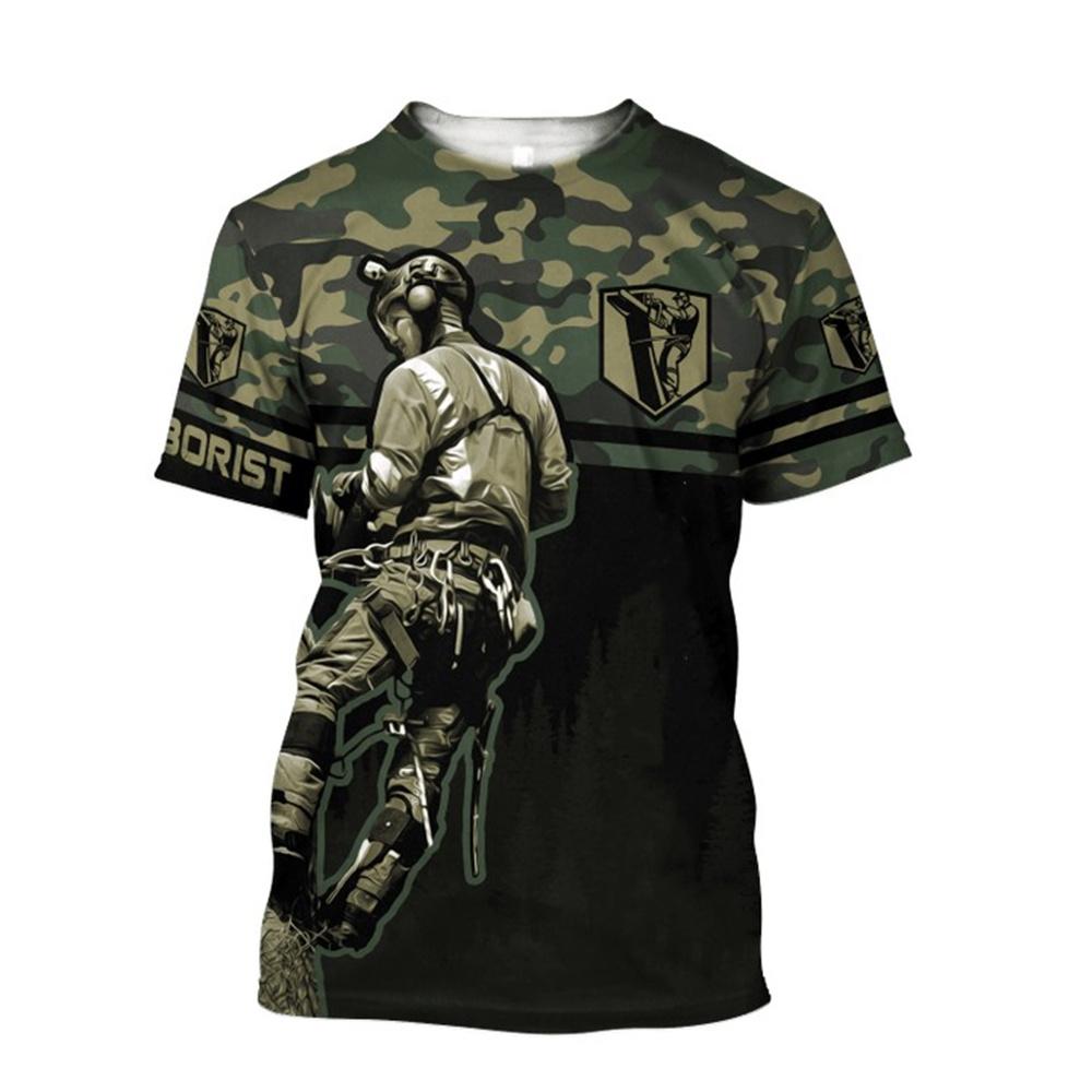 Summer Men'S Tooling T-Shirt Lumberjack Quick-Drying Short-Sleeved 3d T-Shirt Oversized Loose Sports Cool O Collar Casual Top