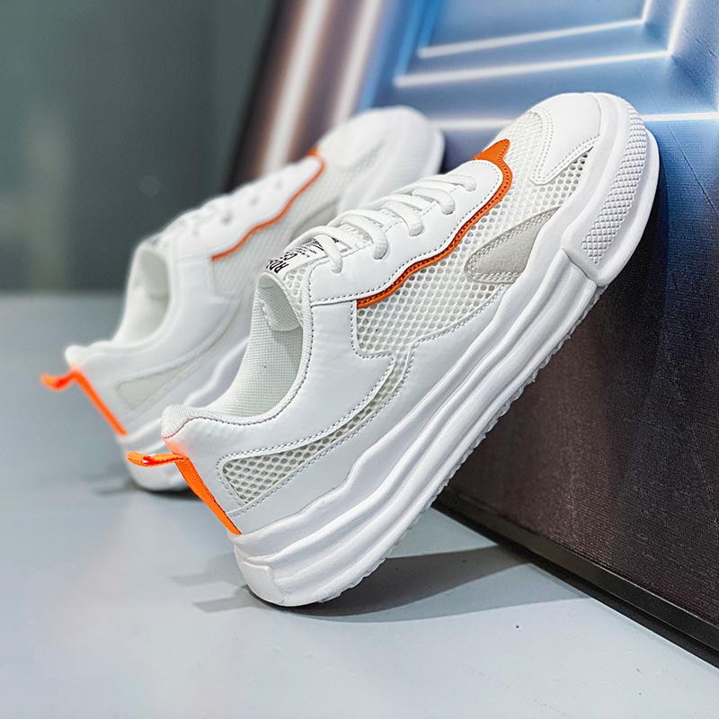 

Breathable Versatile Mesh Sneakers Men s Casual Hollow Board Shoes Fashion Anti-slip White Tide Shoes Thick Bottom Comfort Tenis 44 белый