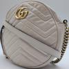 550154 00LET GG Marmont Round Mini Shoulder Bag Crossbody Diagonal Strap Quilted Chevron Leather White