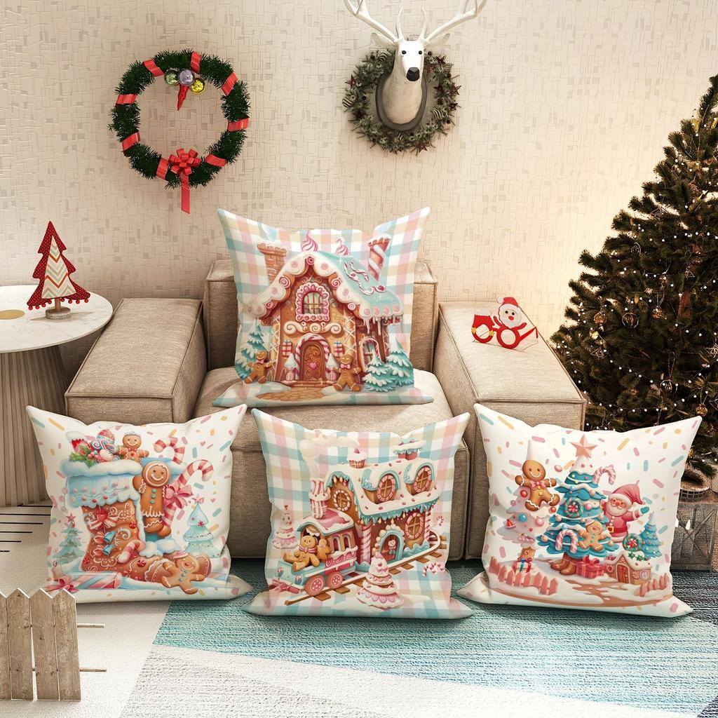 Christmas Gingerbread theme pillowcase home Bedroom Room living Room Sofa cushion cover Merry Christmas New Year Gift