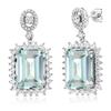 New Aesthetic Light Blue Cubic Zircon Dangle Earrings Women Engagement Wedding Luxury Accessories Fashion Design Ear Jewelry