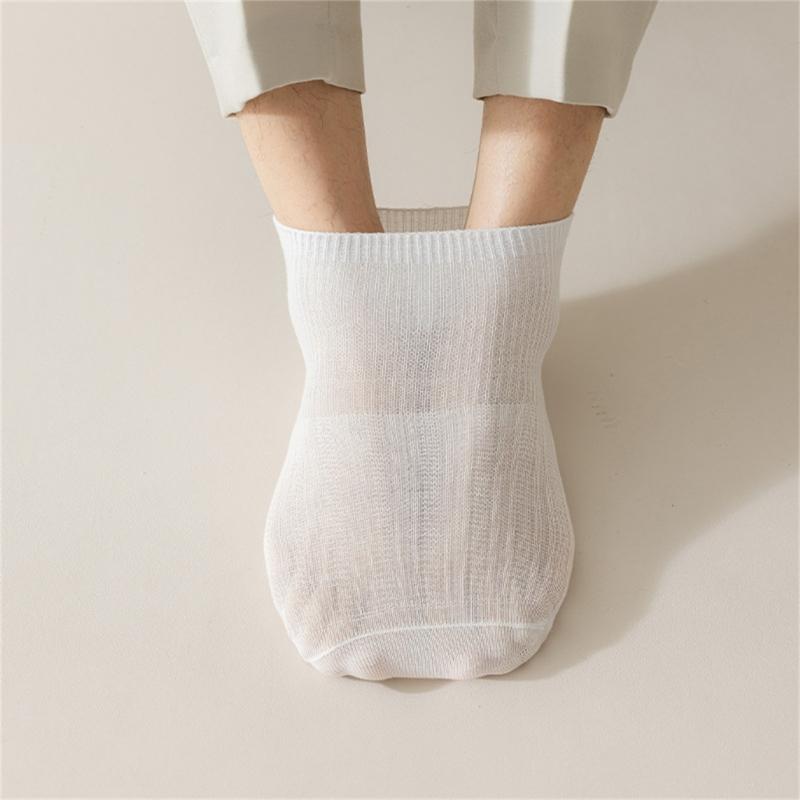 Solid Color Men Sock Spring Autumn Casual Basic Stocking Vertical Stripes Breathable Comfortable Casual Sports Socking