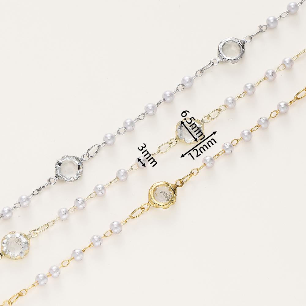 1Meter/Pack 14K/18K Gold Color Plated Brass 6.5MM Round Crystal Chain for DIY Jewelry Bracelet Necklace Handmade Making