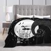 The Nightmare Before Christmas Flannel Blanket Jack And Sally Throw Blankets for Bed Sofa Couch 200x150cm Rug Piece,