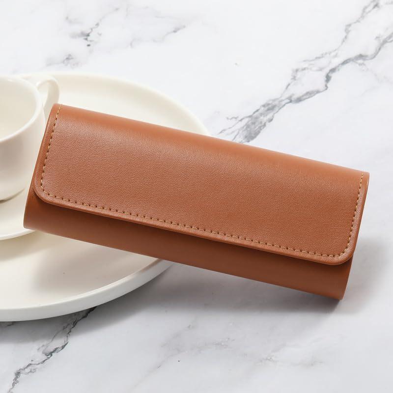 Leather Eyewear Case Travel Storage Organizer With Keychain For Men Women Children