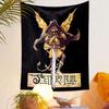 Mage with Sword Fantasy Art Tapestry Wall Hanging, Wizard Warrior Illustration, Gothic Wall Decor for Bedroom Living Room Dorm