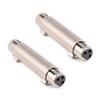 2Pcs 3 Pin XLR Female to Female Audio Microphone Mic Adapter Connector