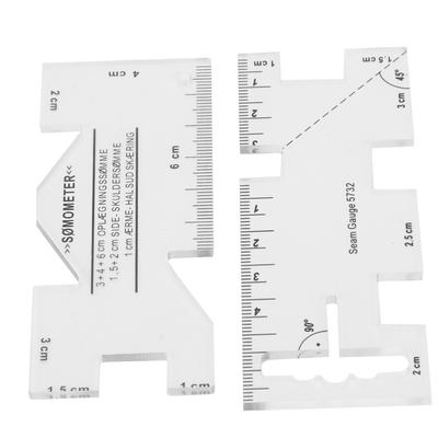 2-teiliges Patch-Work-Lineal, Mini-Haushaltsnähmaschinenvorlage, Kleidungsmaß, Ziehstich