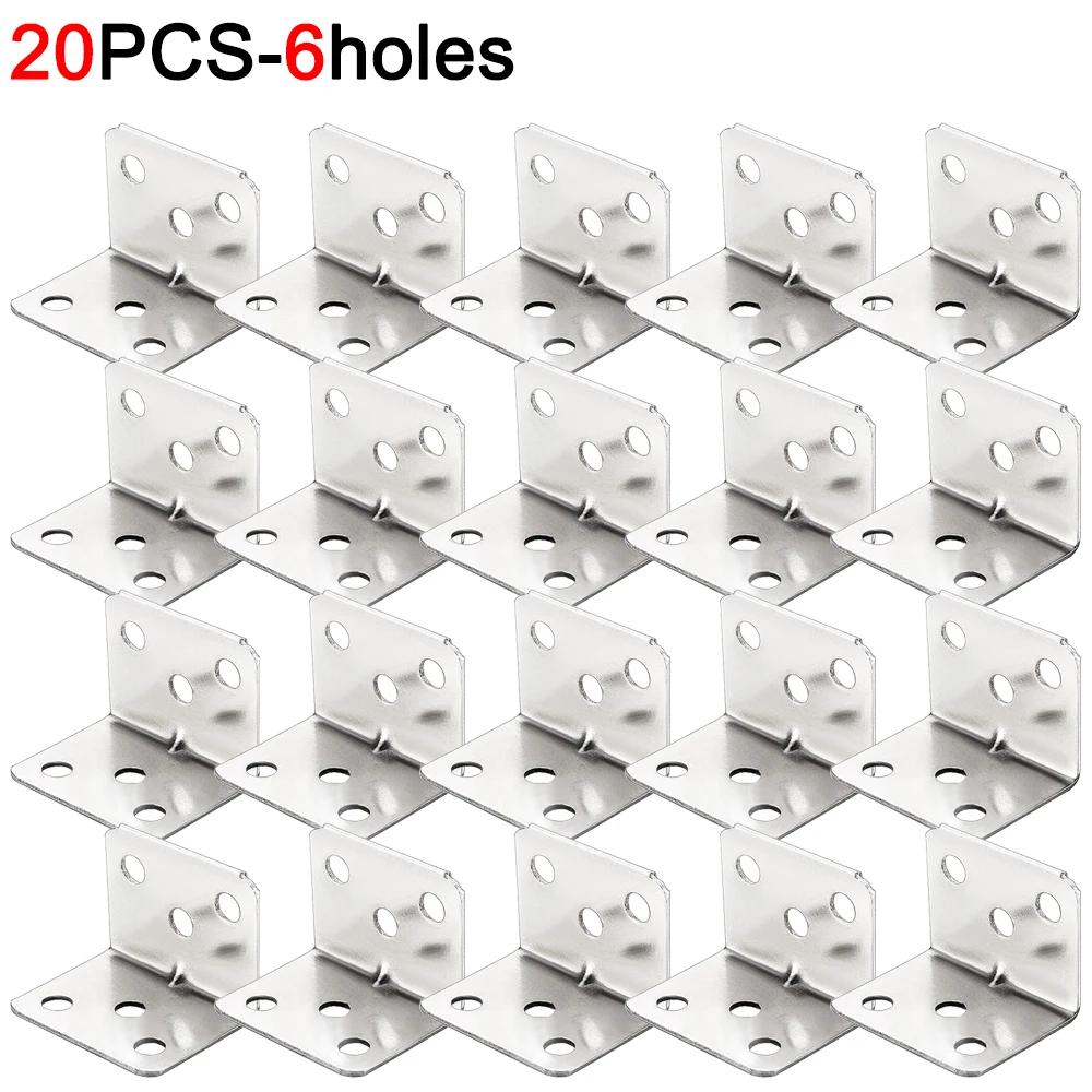30/10PCS Universal Furniture Corner Connectors Stainless Steel Corner Braces Heavy Duty Brackets Fastener For Bedframe Cabinets
