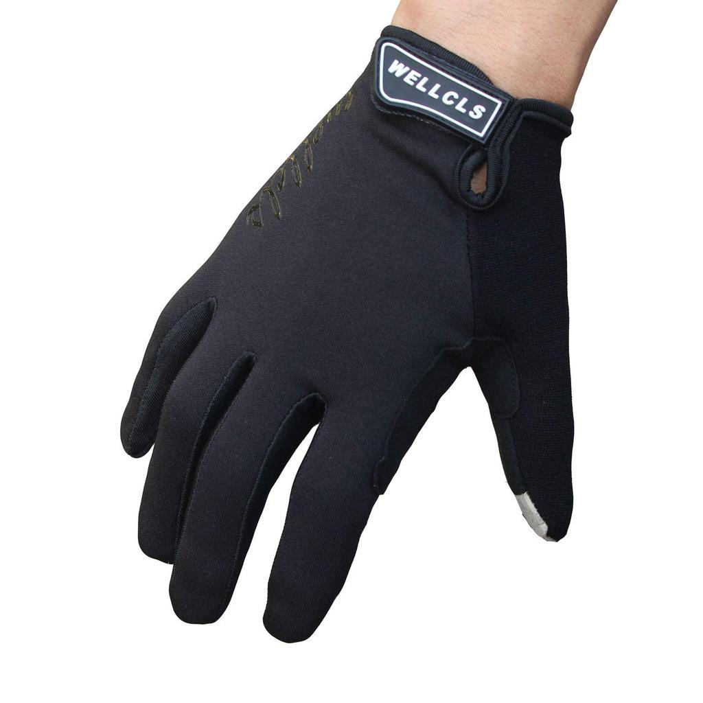 Wellcls Cycling Full Bicycle Gloves for Men and Unisex for Cycling and Road Bikes Size Gloves, Finger, Women, (Black, M)