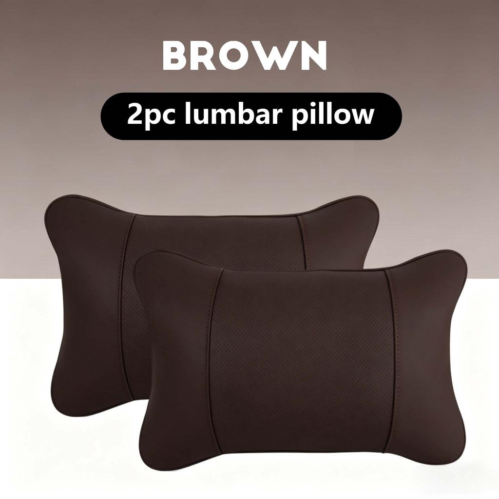 NWL3 2pcs Car Seat Leather Headrest Neck Pillow, Soft Comfortable Neck Support for VW Golf Passat Tiguan Skoda Octavia Kodiaq Auto In
