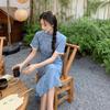 145 Shorty Republic Style New Chinese Cheongsam Dress: Women's Waist-Slimming A-Line Mid-Length XS for a Taller Look - Perfect for Summer