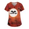 Women's Fashion V-Neck Short Sleeve With Pocket Halloween Printed T-Shirt Top