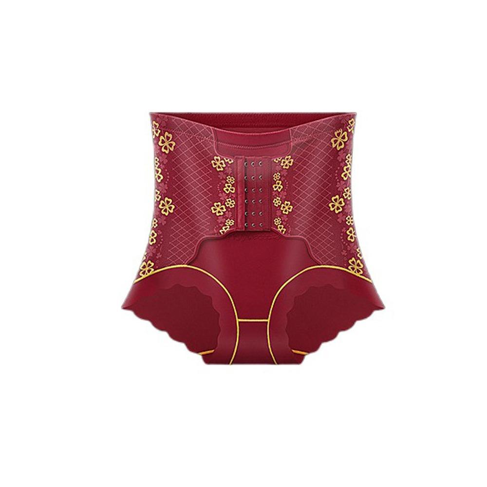 

Трусы с высокой талией для коррекции живота и ягодиц с цветочным узором Модное послеродовое корректирующее белье для тела Женщины XL красный
