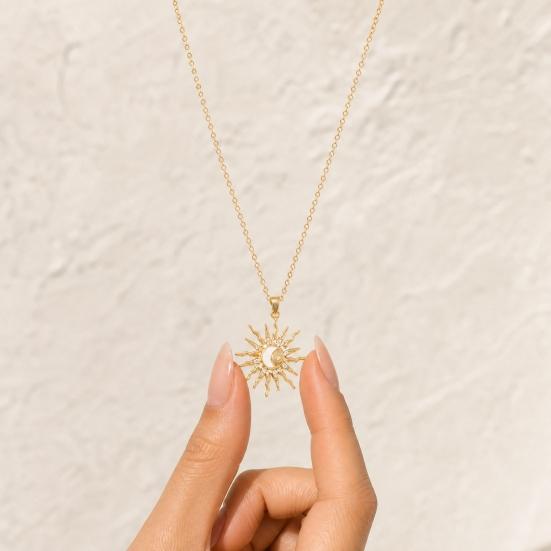 Yousheng Gold Plated Sun Necklace for Women, Sun Moon Pendant Necklace, Jewelry Gifts for Teens Girls, Friends