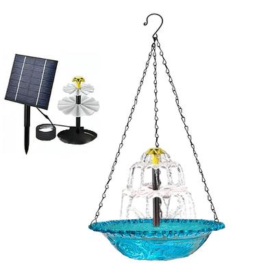 Solar Cascade Hanging Bird Bath Fountain, Solar Water Pump Three-Tiered Bird Bath Tub , Hanging Hook for Garden Patio Wildlife