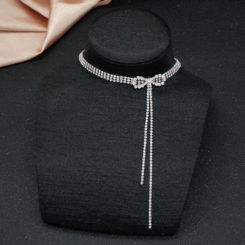 New Bow Necklace Women's Full Clavicle Chain Neck Tassel Special Fashion Dress All-Matching Accessories