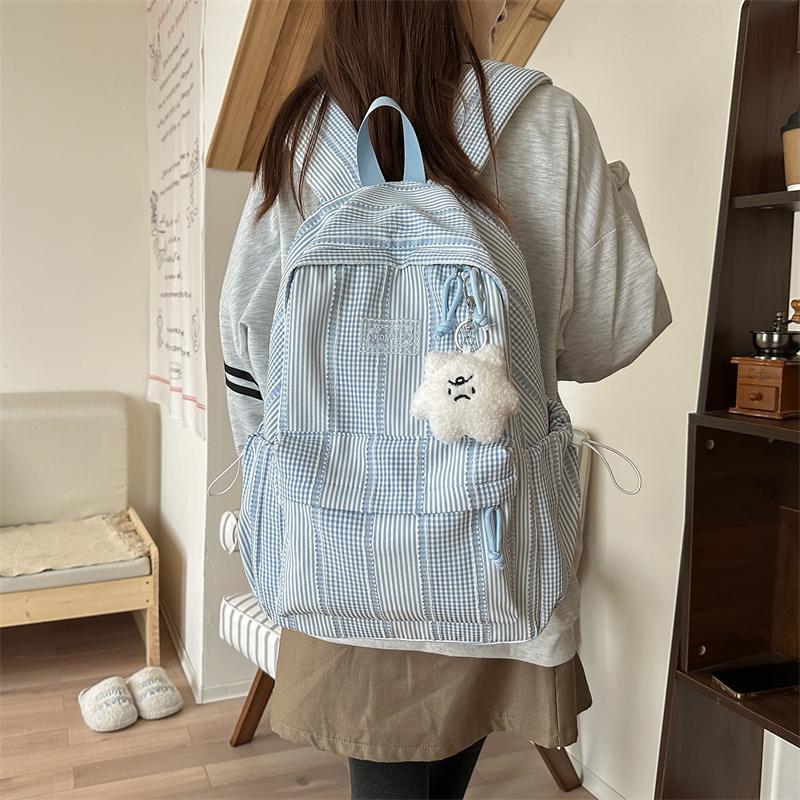 Campus Schoolbag Women's Plaid Backpack Junior Senior High School Students Large Capacity Travel Backpack
