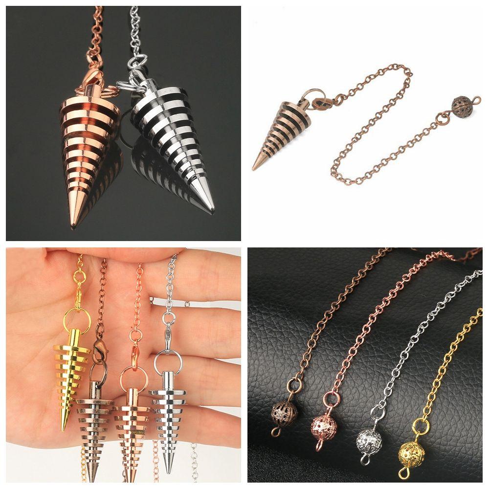 Fashion Jewelry Chain Dowsing Amulet Gold Silver Antique Copper Metal Healing Cone Pendule Reiki Reiki Pendulum Pendant