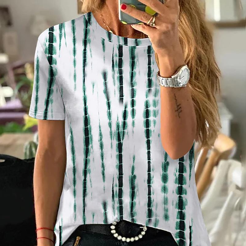 Women Summer T Shirt Trend  Print Retro Fashion Short Sleeve Tees Casual   Printed  Tops