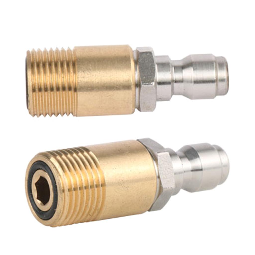 Adattatore Acqua a Pressione per Lavaggio Auto Ugello in Rame Anticorrosione Connessione Rapida da 1/4 di Pollice Adattatore M18x1.5 Set da 2 Pezzi